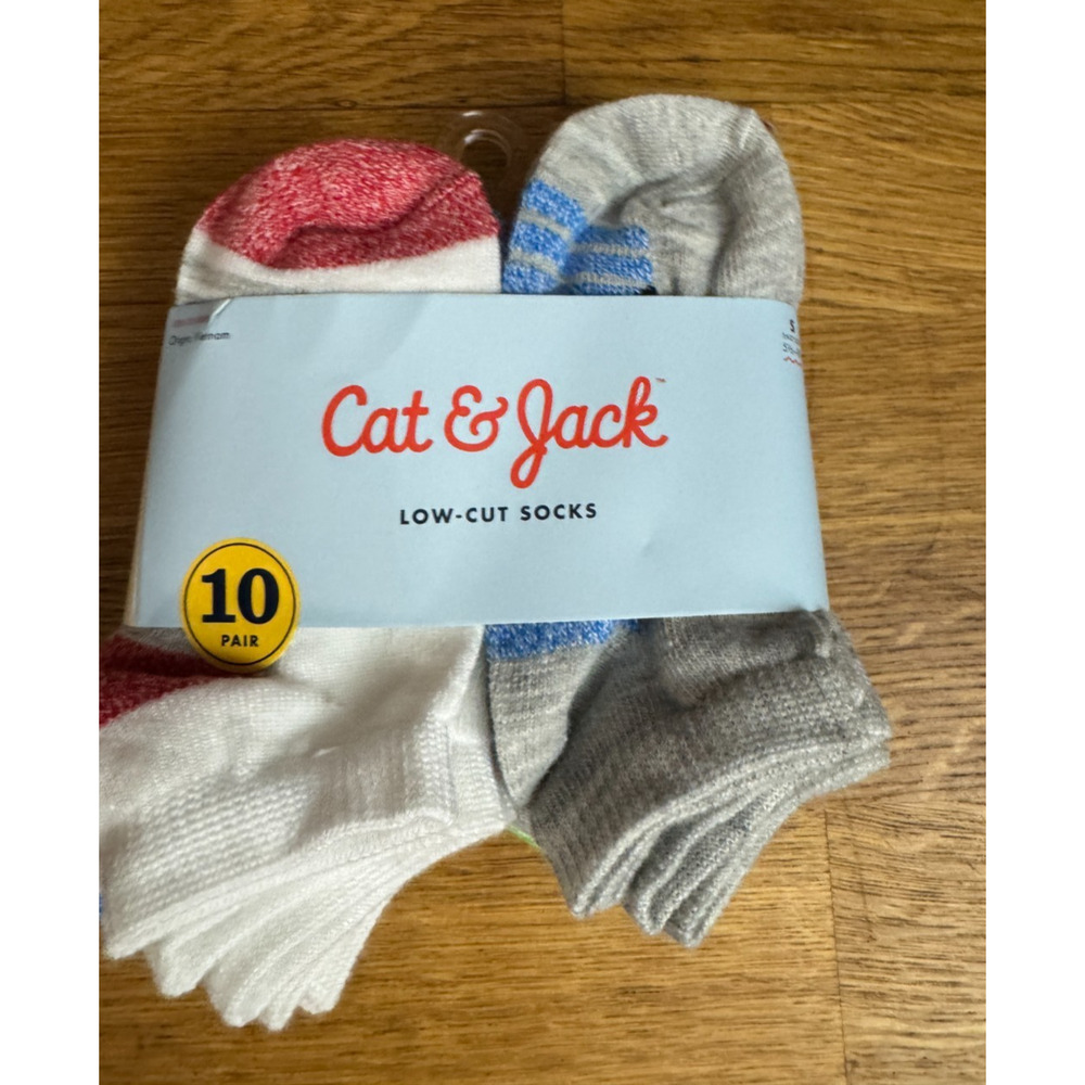 Cat & Jack Kids Low Cut Socks 10 Pair Multicolor Size S 5.5-8.5 New